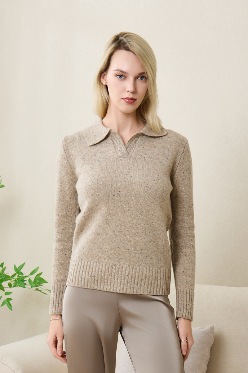 Jodie Polo Collar Sweater in Donegal Merino#color_ryewater
