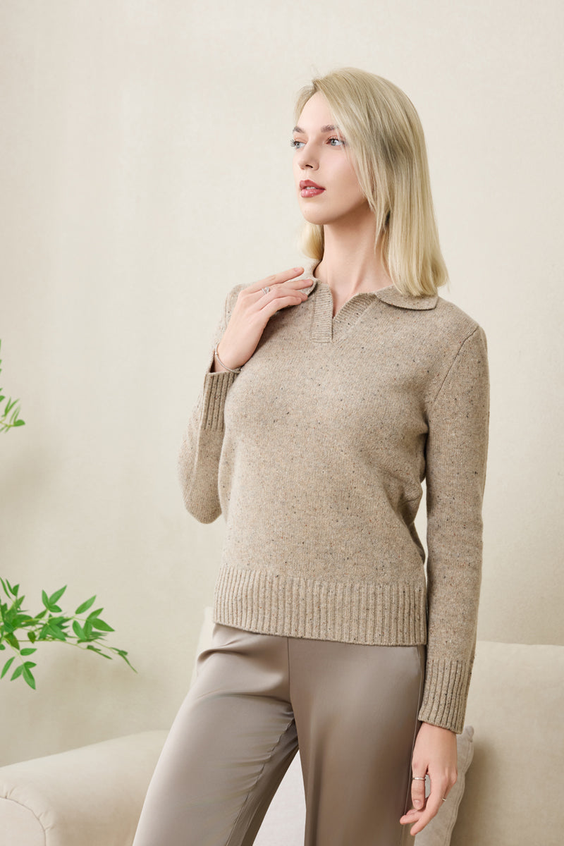 Jodie Polo Collar Sweater in Donegal Merino#color_ryewater