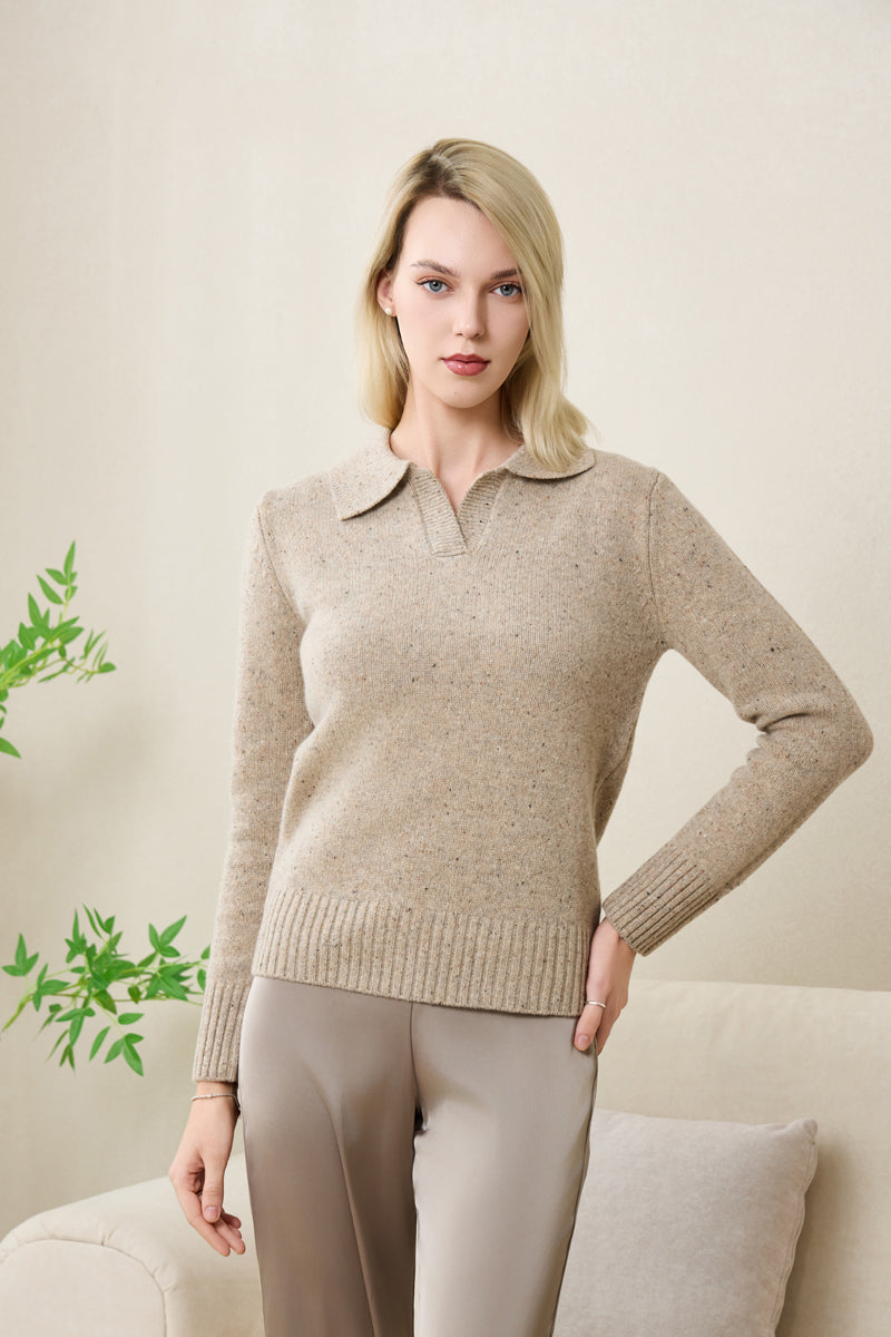 Jodie Polo Collar Sweater in Donegal Merino#color_ryewater