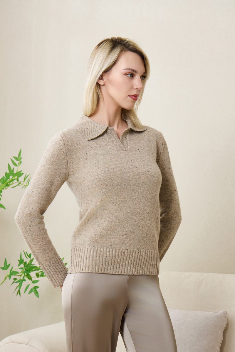 Jodie Polo Collar Sweater in Donegal Merino#color_ryewater