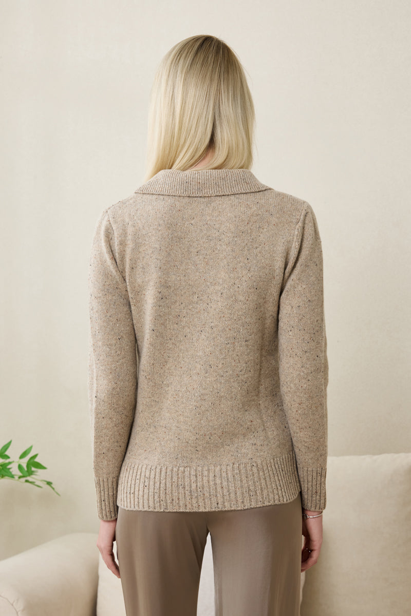 Jodie Polo Collar Sweater in Donegal Merino#color_ryewater