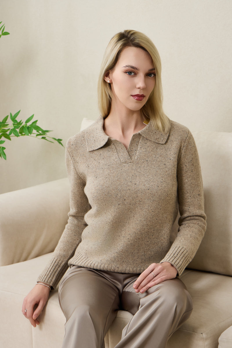 Jodie Polo Collar Sweater in Donegal Merino#color_ryewater