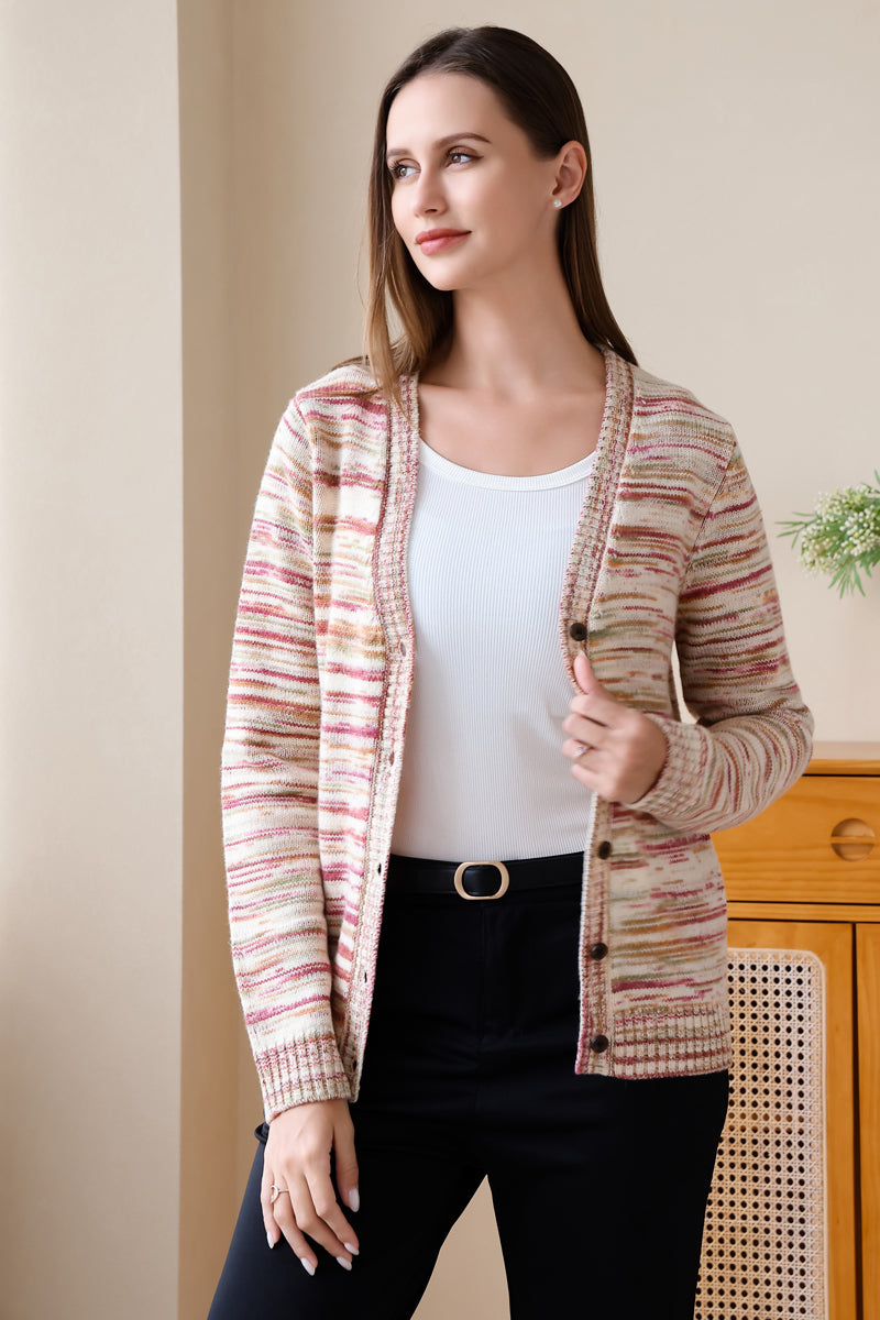 Molly 100% Merino Space Dyed Button cardigan#color_radicchio
