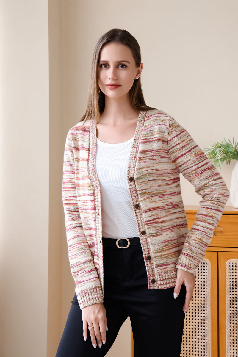 Molly 100% Merino Space Dyed Button cardigan#color_radicchio