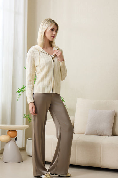 Blair Soft Merino Aran Cable Hoodie by Inis Aran#color_snowflake