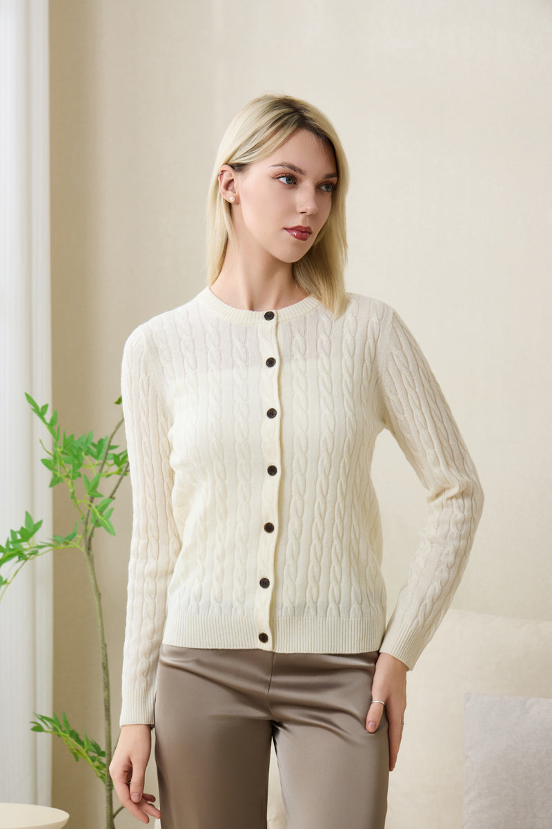 Sophia Cashmere Cardigan by Inis Aran#color_white-spray