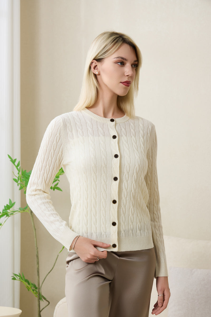 Sophia Cashmere Cardigan by Inis Aran#color_white-spray