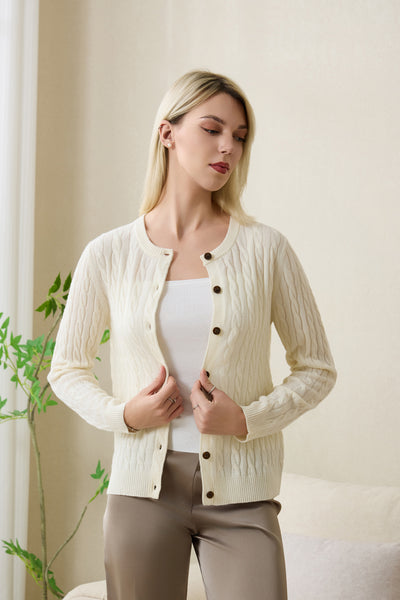 Sophia Cashmere Cardigan by Inis Aran#color_white-spray