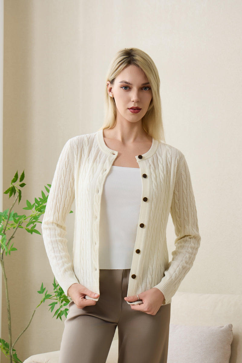 Sophia Cashmere Cardigan by Inis Aran#color_white-spray