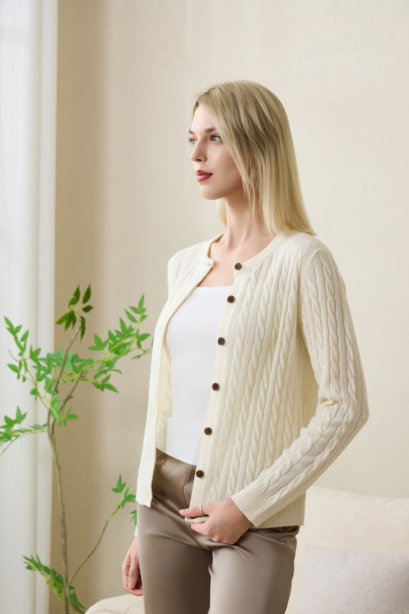 Sophia Cashmere Cardigan by Inis Aran#color_white-spray