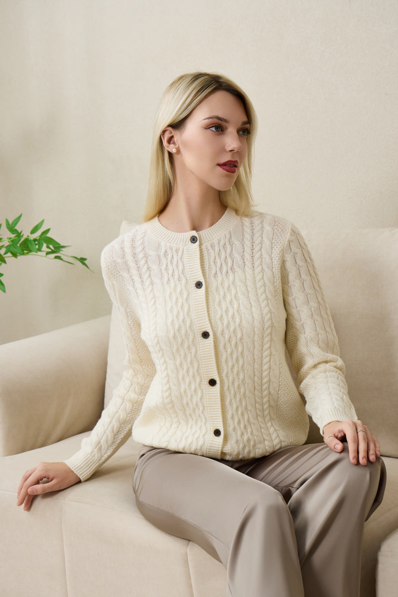 Astra Round Neck Button Cardigan