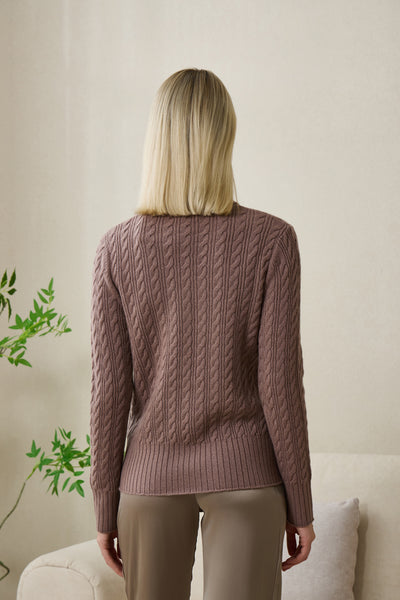 Ladies Cable Knit Turtle Neck with Cashmere by Inis Aran#color_ceramic-glaze