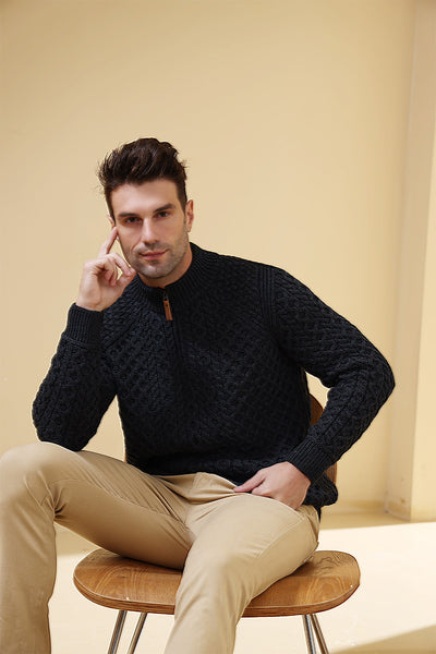 Heavyweight Super Soft Merino Aran Sweater#color_charcoal