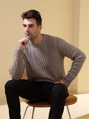 Superfine wool & cashmere aran knit sweater#color_rice-flower