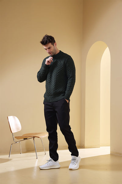Heavyweight Super Soft Merino Aran Sweater#color_army-green