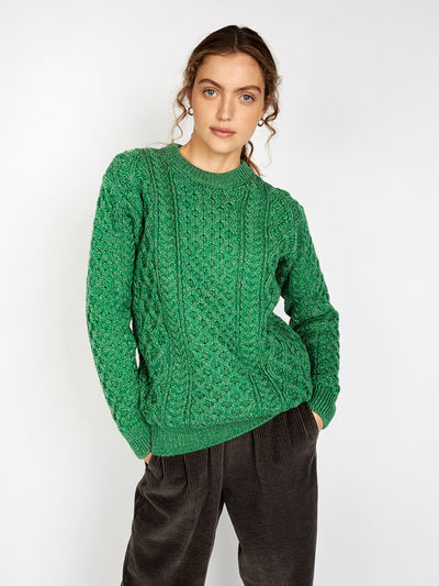 unisex aran sweater made in ireland#color_green$women