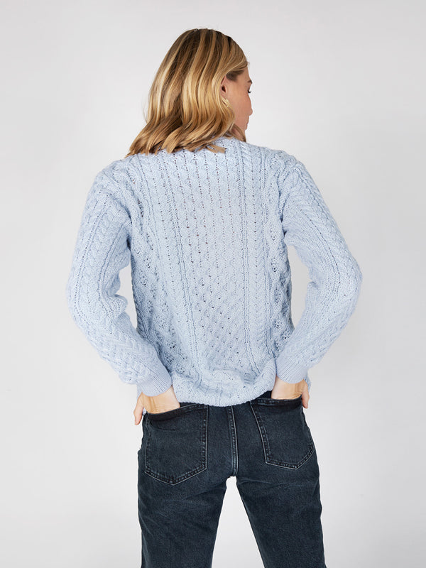 Heavyweight Aran Sweater#color_ice-blue$women