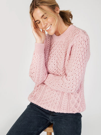 Heavyweight Aran Sweater#color_pastel-pink$women