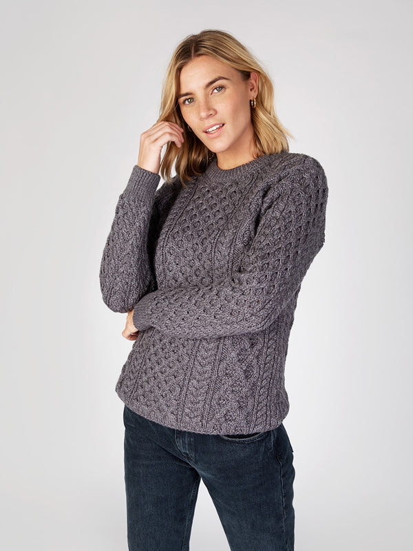 Heavyweight Aran Sweater#color_steel-marl$women