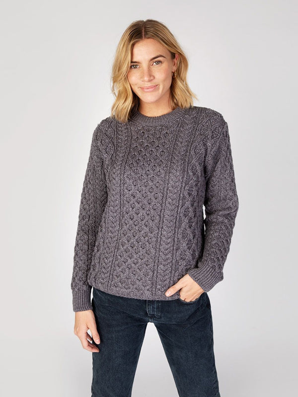 Heavyweight Aran Sweater#color_steel-marl$women