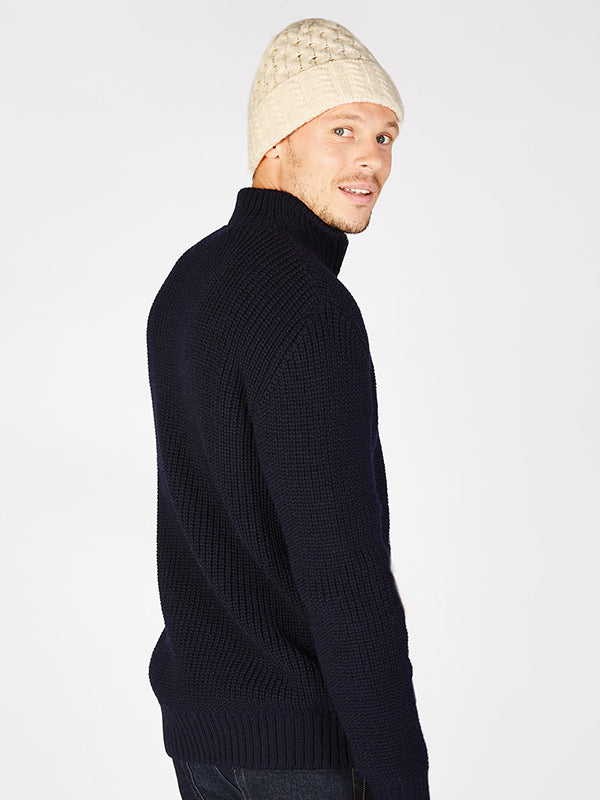 wool cashmere aran knit beanie#color_white$men