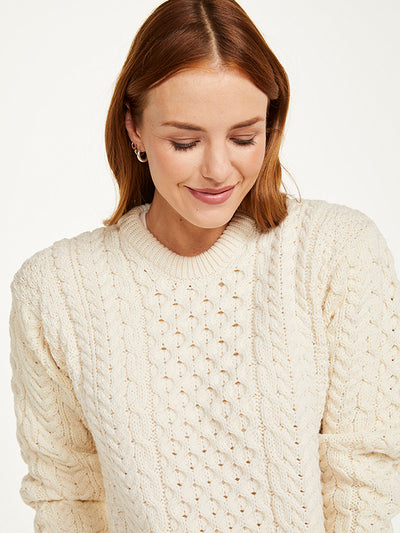 Ladies Aran Sweater#color_natural