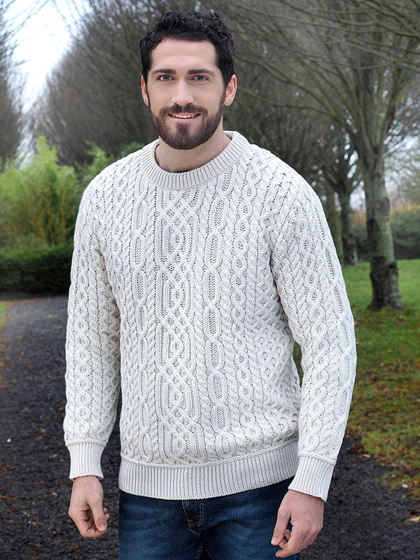 Aran Sweater in Super Soft Merino Wool#color_natural$men