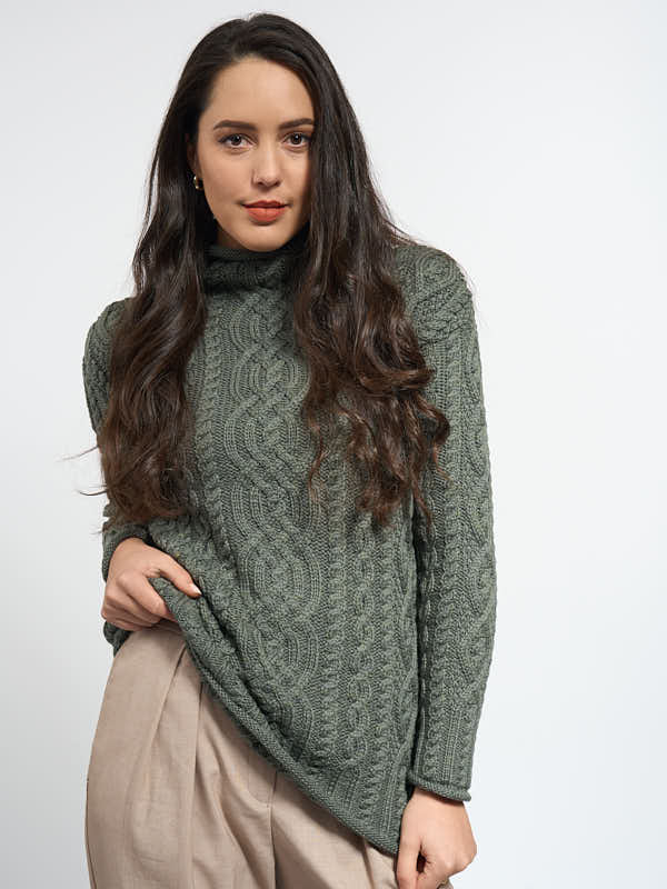 Super Soft Wool Roll Neck Sweater#color_green$women