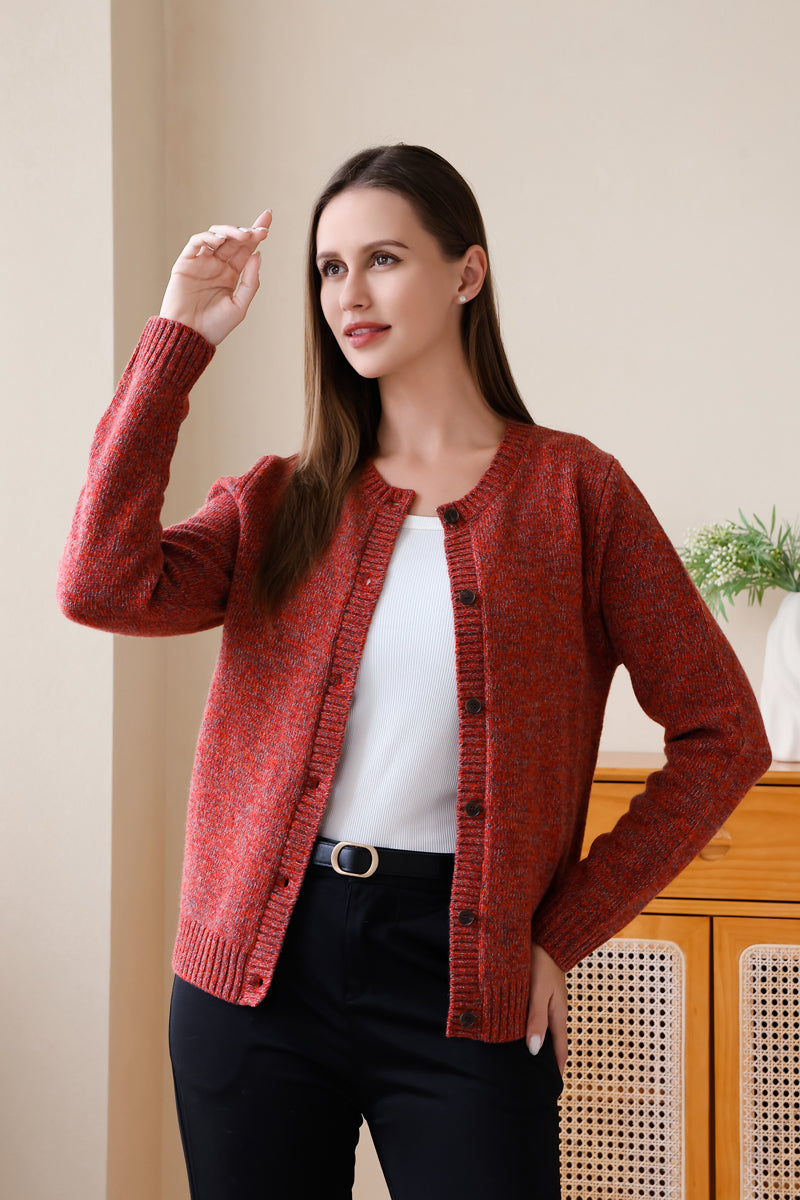 Merino Twill Button Cardigan#color_red-elm