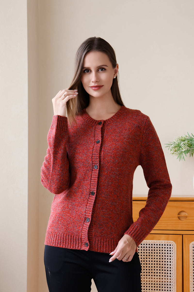 Merino Twill Button Cardigan#color_red-elm