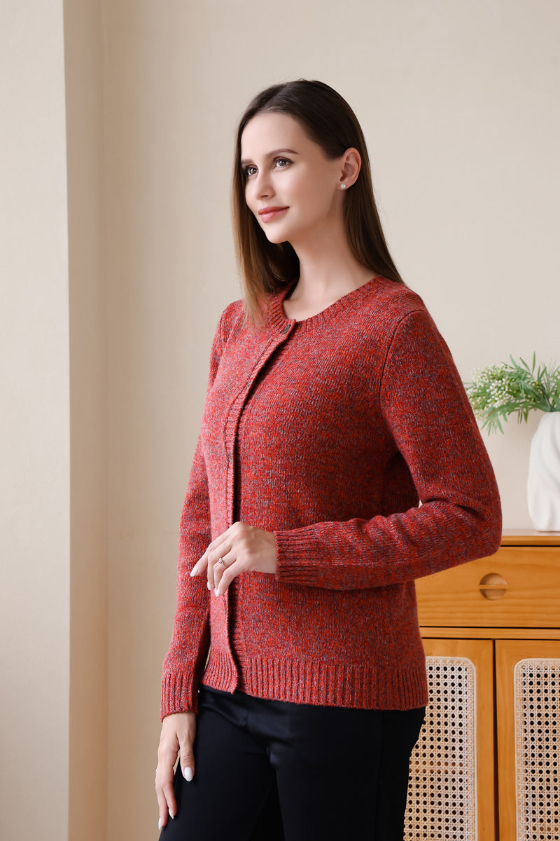 Merino Twill Button Cardigan#color_red-elm