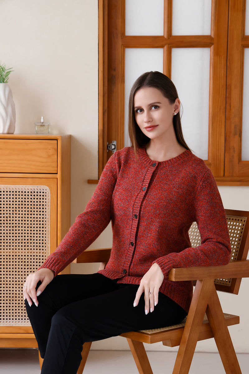 Merino Twill Button Cardigan#color_red-elm