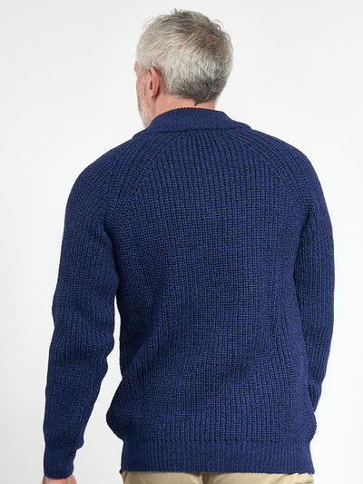 Fisherman Half Zip Ribbed Wool Sweater#color_deep-water-blue$men