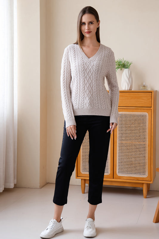 Fiona Wool Cashmere V Neck Sweater#color_seoul-beige