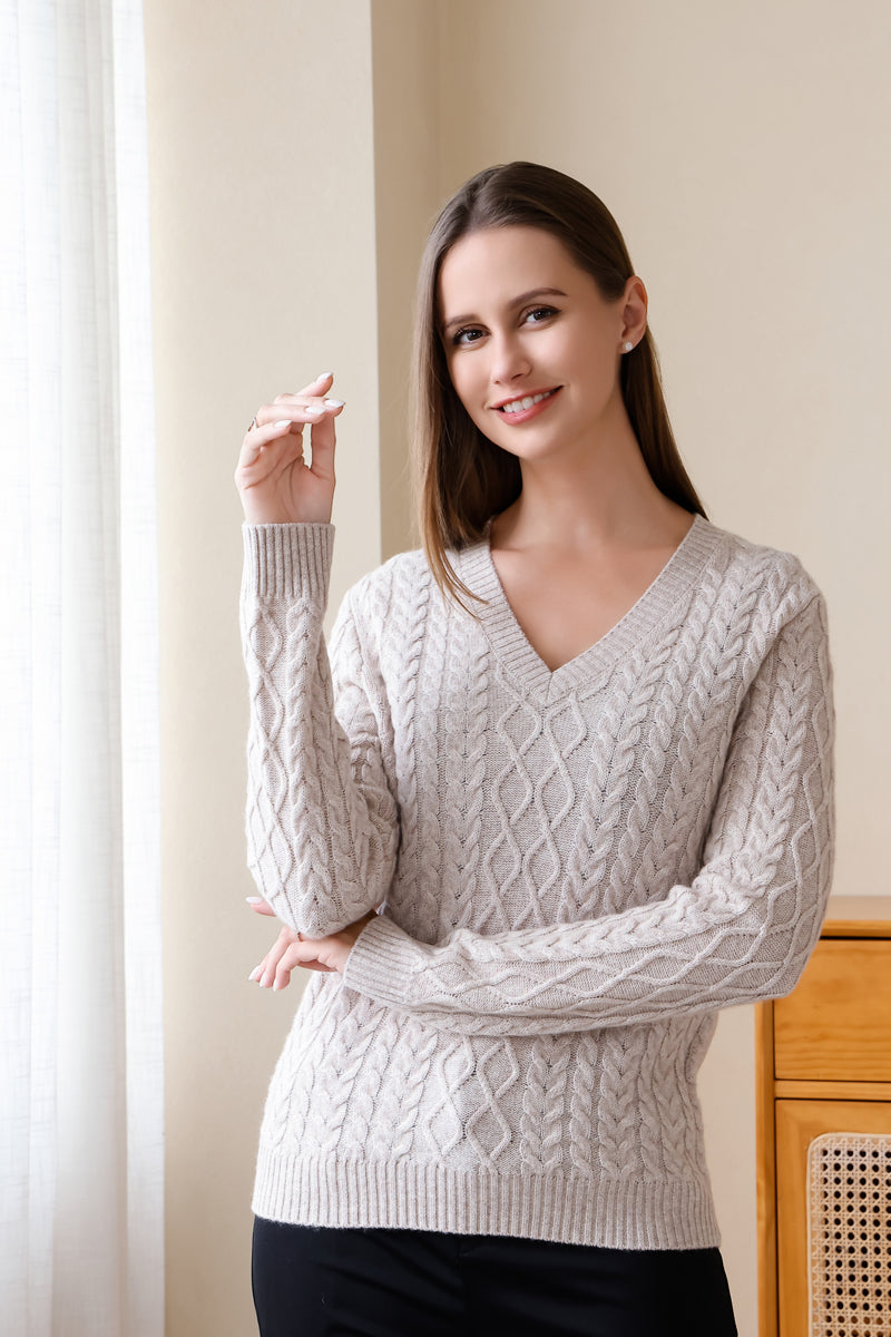 Fiona Wool Cashmere V Neck Sweater#color_seoul-beige