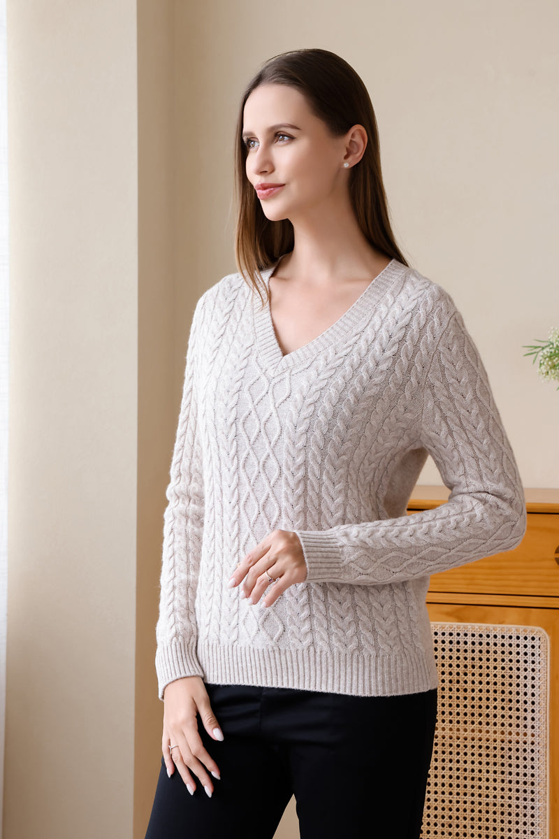 Fiona Wool Cashmere V Neck Sweater#color_seoul-beige