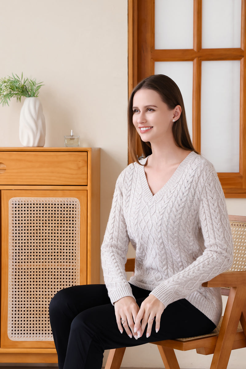 Fiona Wool Cashmere V Neck Sweater#color_seoul-beige