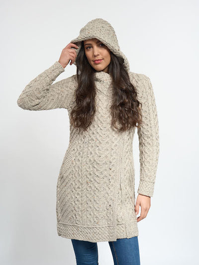Aran Knit Irish Hoodie Coat#color_oatmeal$women
