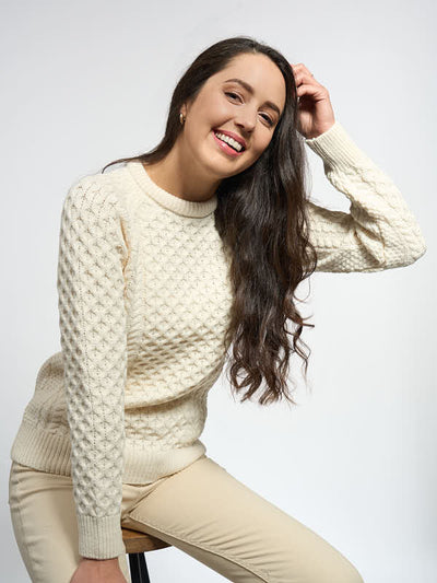 Ladies Aran Sweater#color_natural