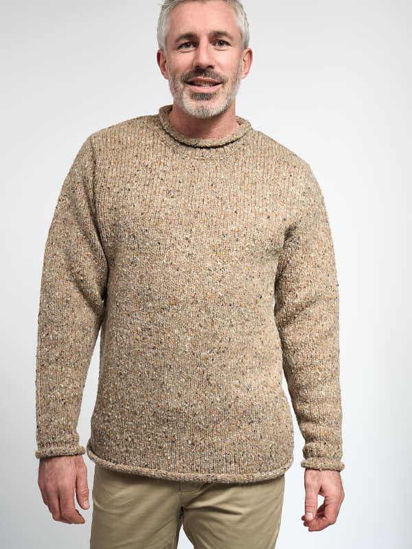 Soft Donegal Wool Roll Neck Sweater#color_beige$men