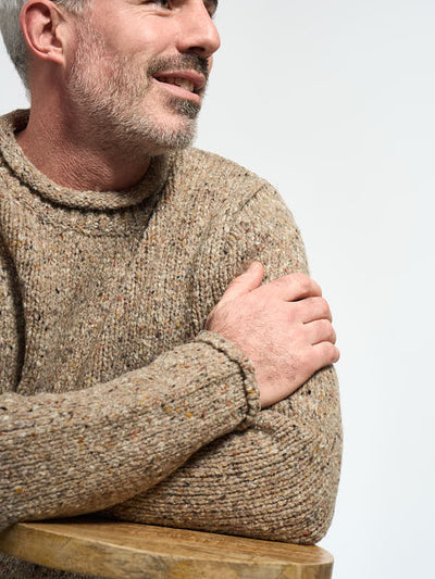 Soft Donegal Wool Roll Neck Sweater#color_beige$men
