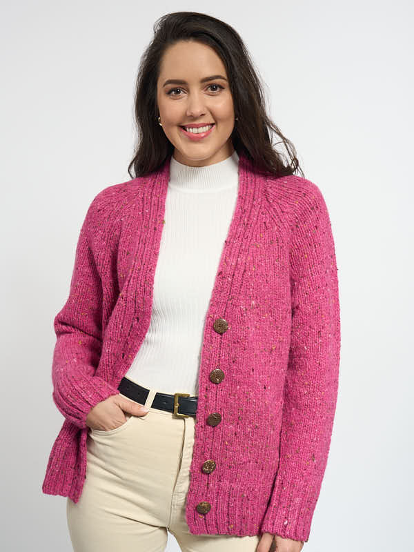 Donegal Wool Button Cardigan#color_pink$women