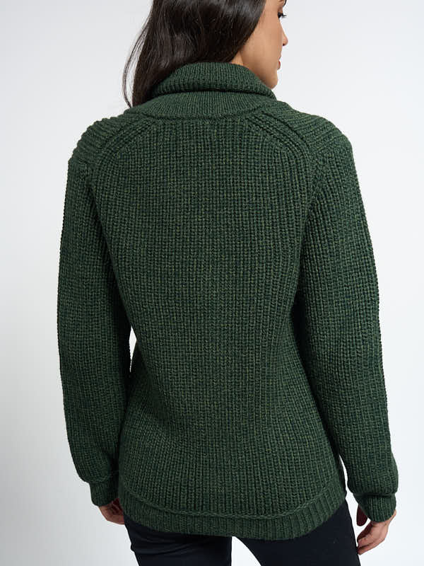 Fishermans Ribbed Cardigan#color_army-green