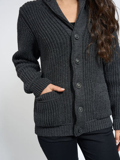 Fishermans Ribbed Cardigan#color_charcoal