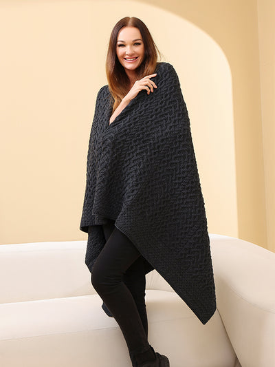 Aran Knit Throw#color_charcoal