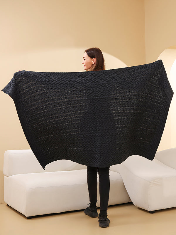 Aran Knit Throw#color_charcoal