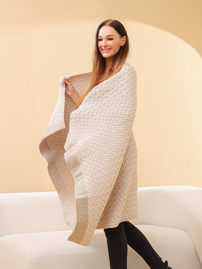 Aran Cable Knit Throw#color_parsnip