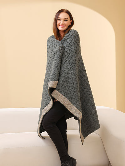 Aran Cable Knit Throw#color_tundra-green