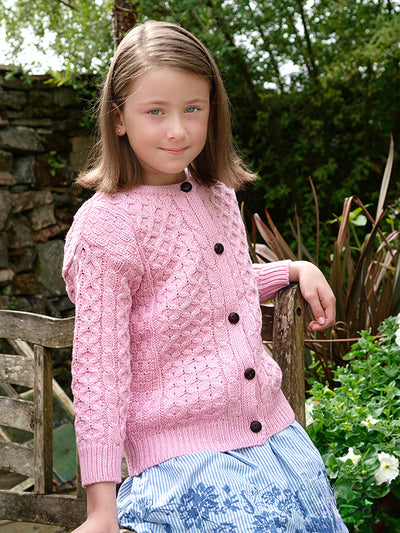 Childs Aran Knit Cardigan#color_pink