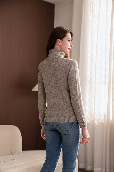 Inis Aran Twill Merino Turtle Neck Sweater#color_stone